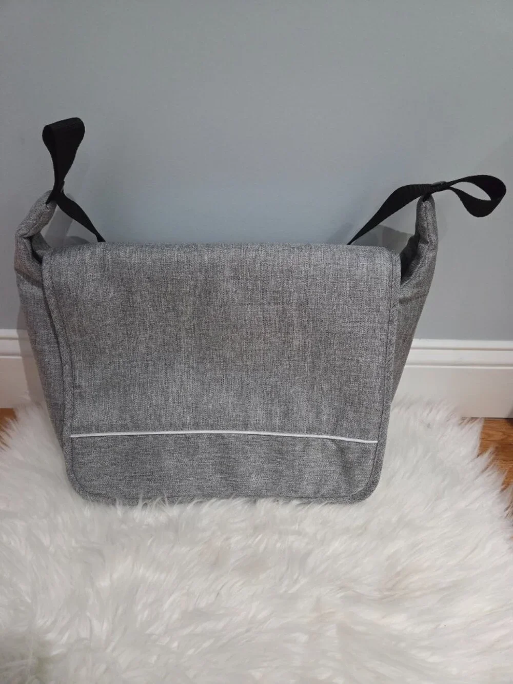 Gray Messenger Style Diaper Bag